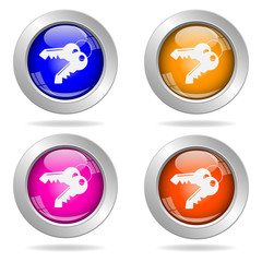 Set of round color icons. Key icon.