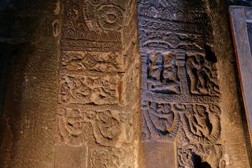 Temple of Ellora caves, the rock-cut temples, AURANGABAD, MAHARASHTRA in central India 
