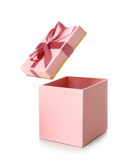 Open gift box on white background