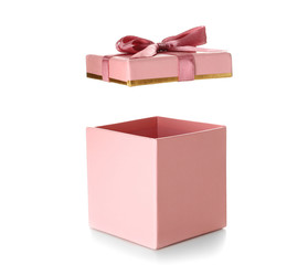 Open gift box on white background