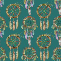 seamless pattern for fabric,Wallpaper ,dream Catcher . ornament in ethnic style