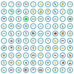 100 pet shop icons set in cartoon style for any design illustration