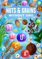 Nuts, grains and cereals with vitamins, minerals