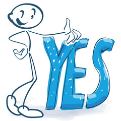Strichmännchen mit einem großen Yes