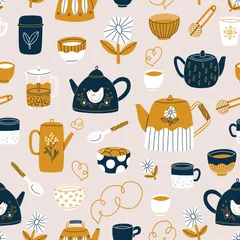 Keuken foto achterwand Thee Tijd voor thee naadloos patroon