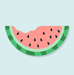 Cute watermelon bite vector