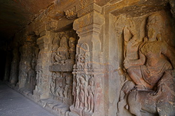 Temple of Ellora caves, the rock-cut temples, AURANGABAD, MAHARASHTRA in central India 