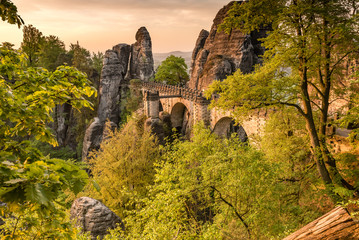 National park Elbsandsteingebirge Germany Basteibridge