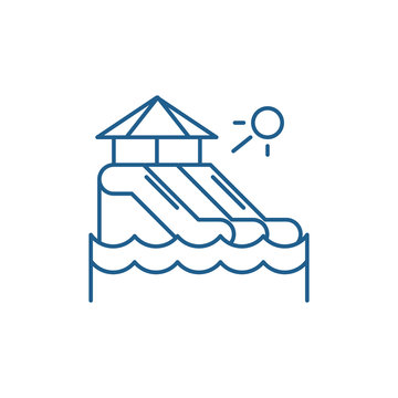 recommend clip art: Waterslides line concept icon. Waterslides flat  vector website sign, outline symbol, illustration.