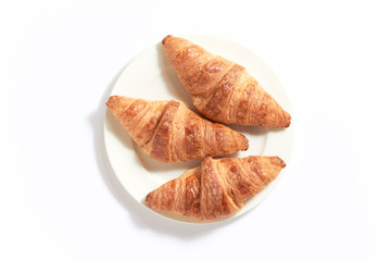 Three croissants White background