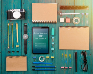 E - learning concept, online education login or registration screen design