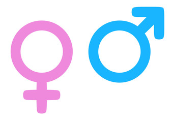 color gender icon, man and woman symbols, vector