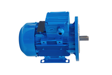 top view of a modern common-purpose electric motor isolated on white background