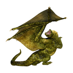 3D Rendering Fairy Tale Dragon on White