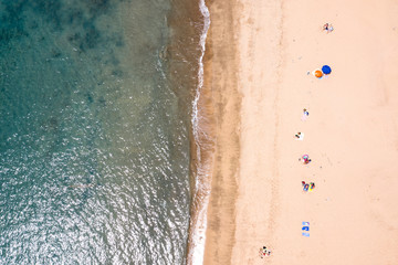 Fototapeta na wymiar Summer photo of beach and blue ocean. Gran Canaria landscape. 