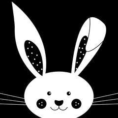 Black and white bunny, happy easter