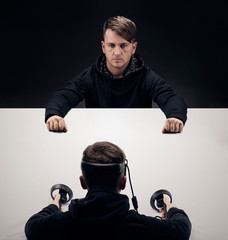 VR Virtual reallity Concept. High resolution image for entertainment and healthcare industry.