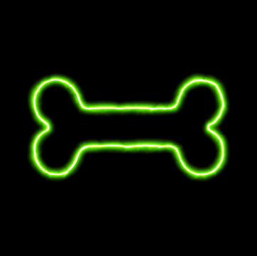 green neon symbol bone