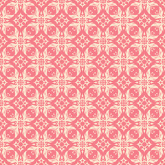 Fototapeta premium Seamless floral beige pattern on pale pink background
