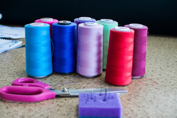 Babin threads in a sewing workshop