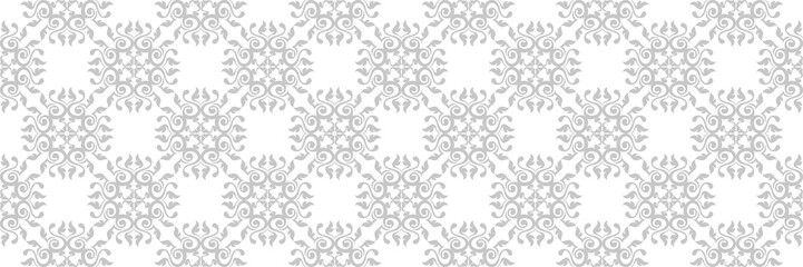 Gray floral seamless pattern. On white background