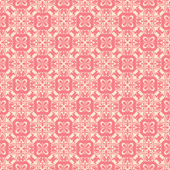Floral seamless pattern. Beige design on pink background