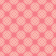 Seamless floral beige pattern on pale pink background