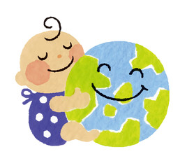 Obraz premium babyと地球 地球環境 シンボル