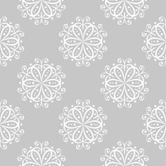 Floral seamless pattern. White design on gray background