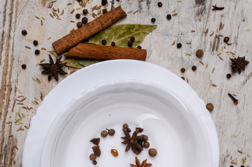 food spice and herbs at table