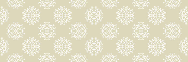 Floral seamless pattern. White flowers on olive green background