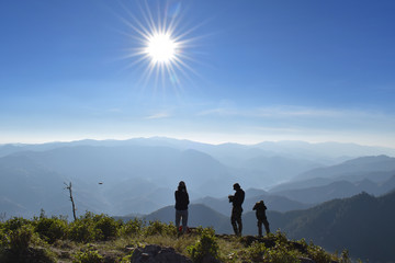 Obraz premium Natural Sunset Sunrise over the Mountain in Thailand. – Image