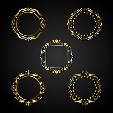 Luxury Gold Circle Frame Vector