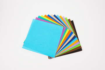 Isolated of colorful origami paper on white background