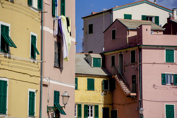 Genoa, Italy: colorful houses in Boccadasse, a small fishermen village