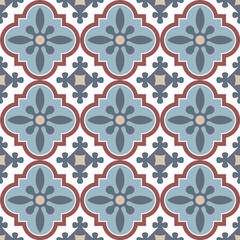 Decorative pattern for the background, tile and textiles. It is assembled from modular parts. Vector. Seamless.