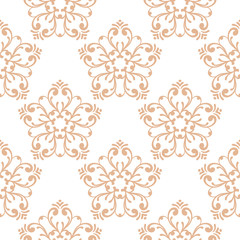 Floral seamless pattern. Beige flowers on white background