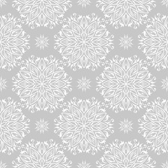  Seamless pattern in arabic style. Gray and white background