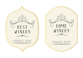 Vintage wine label for bottle with lettering. Hand drawn home winery badge. Alcohol frame with typography and vine border.