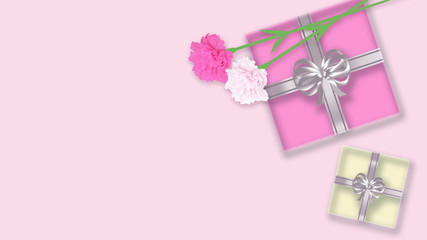 ギフトボックスと花の背景 (母の日、 誕生日、バレンタインデー、クリスマス)