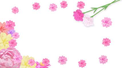 花に囲まれた背景 (母の日、 誕生日、バレンタインデー、クリスマス)