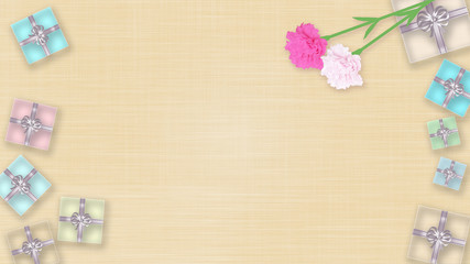 Obraz na płótnie Canvas ギフトボックスと花の背景 (母の日、 誕生日、バレンタインデー、クリスマス)