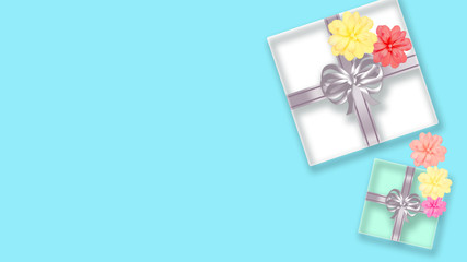 ギフトボックスと花の背景 (母の日、 誕生日、バレンタインデー、クリスマス)