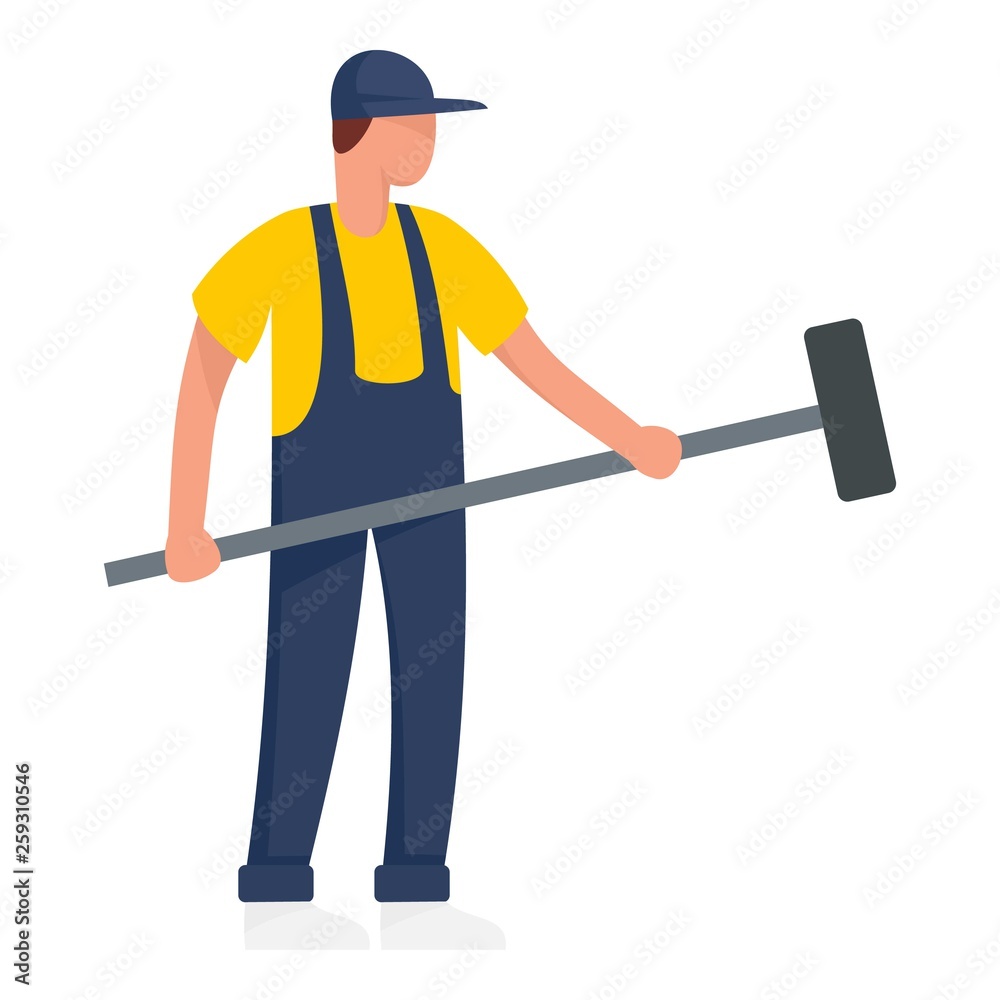 Sticker Cleaner mop man icon. Flat illustration of cleaner mop man vector icon for web design