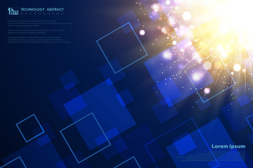 Technology square pattern of decoration futuristic gold light flare. illustration vector eps10