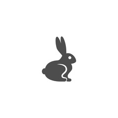 Rabbit black silhouette vector icon. Bunny black isolated glyph icon.