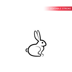 Rabbit line vector icon. Bunny outline, fully editable black stroke icon.