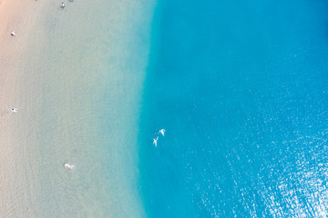 Summer aerial photo of beach and ocean. Gran Canaria landscape. 