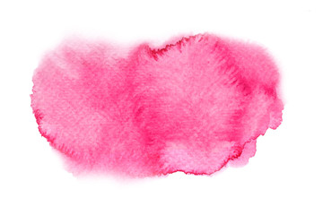 Abstract watercolor pink brush strokel with strains and paper texture