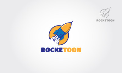 Rocket line style icon and logo illustration.